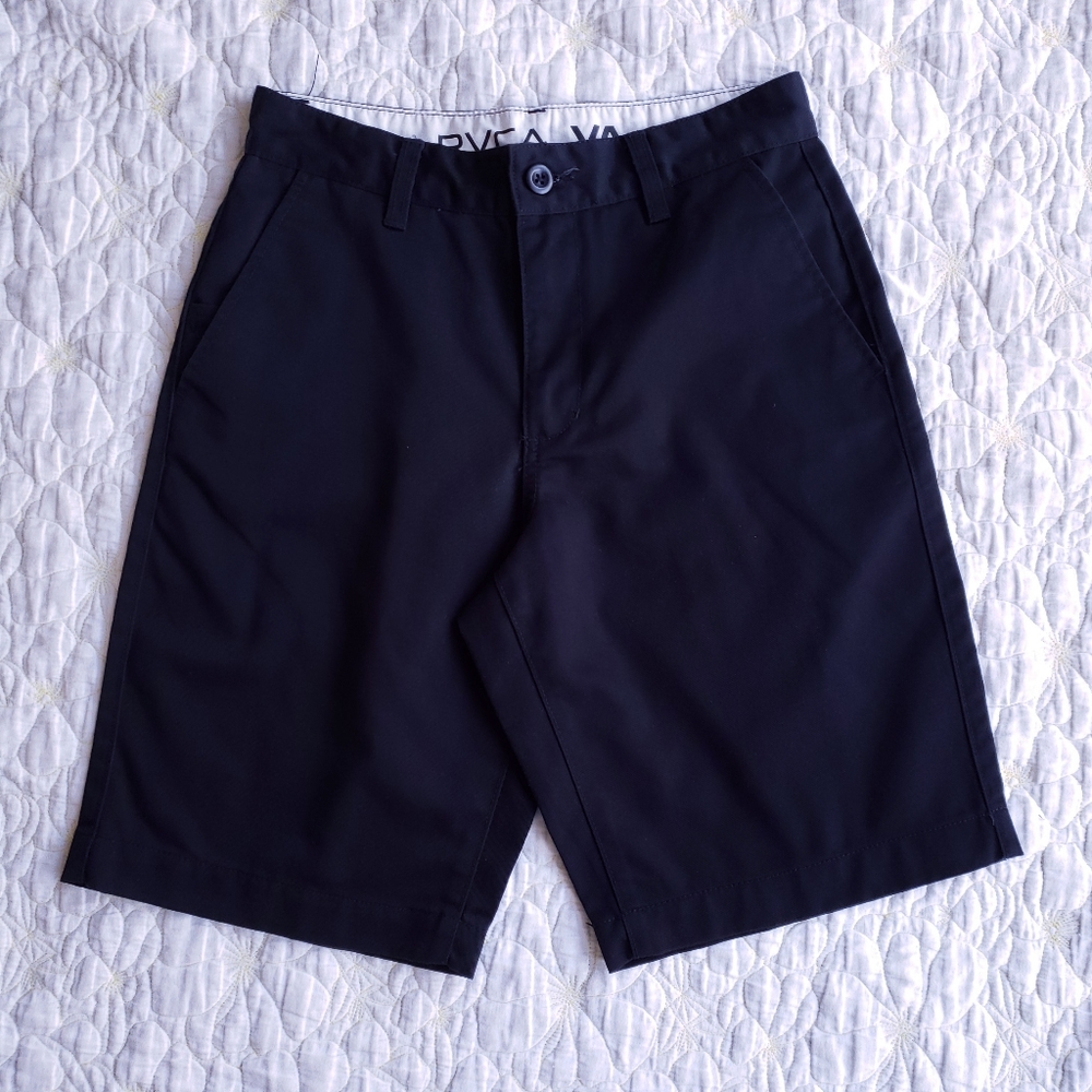 RVCA VA Black Flat Front Chino Shorts